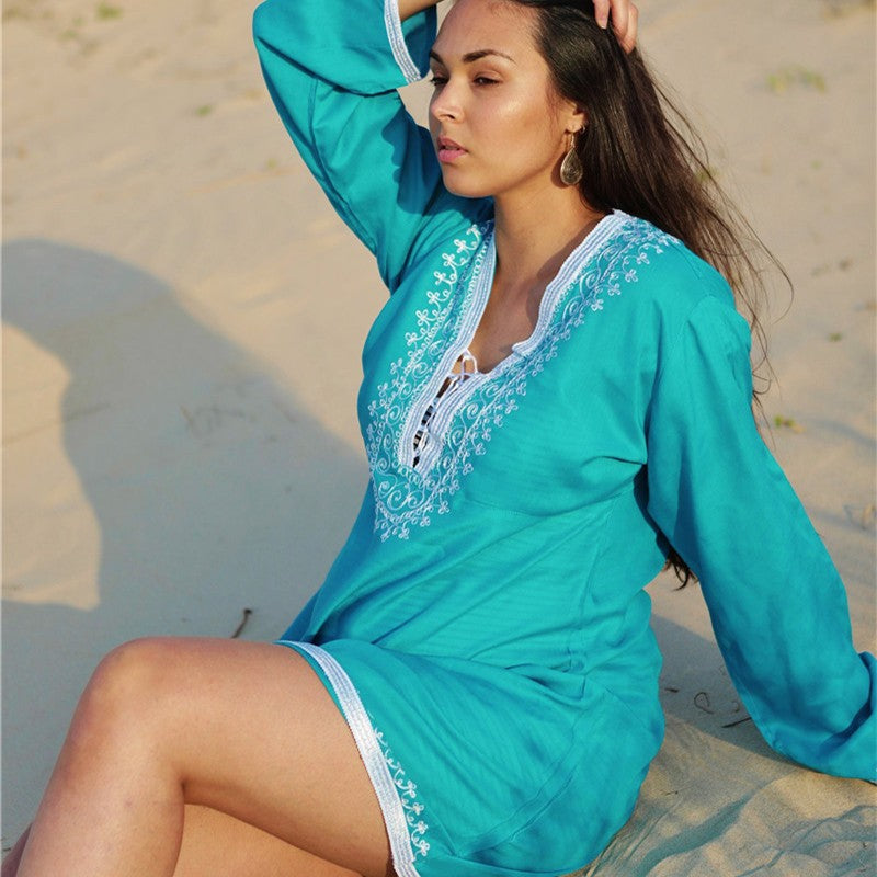 Women's beach dress with artistic embroidery by Ivyshape
