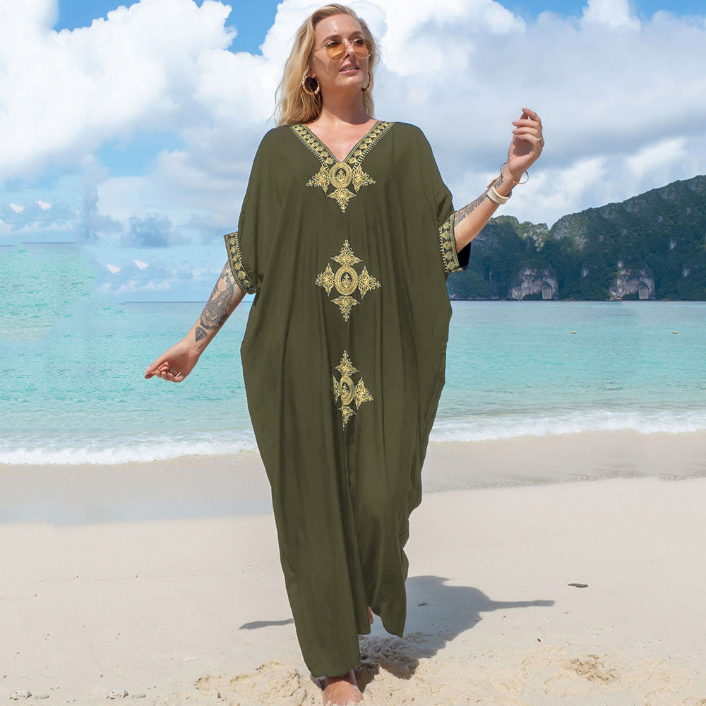 Ladies elegant kaftan with elaborate embroidery Ivyshape