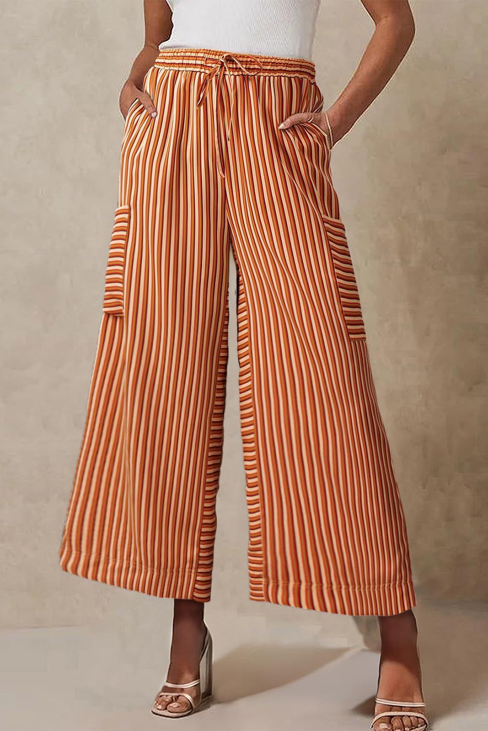 Women's striped wide-leg pants Ivyshape