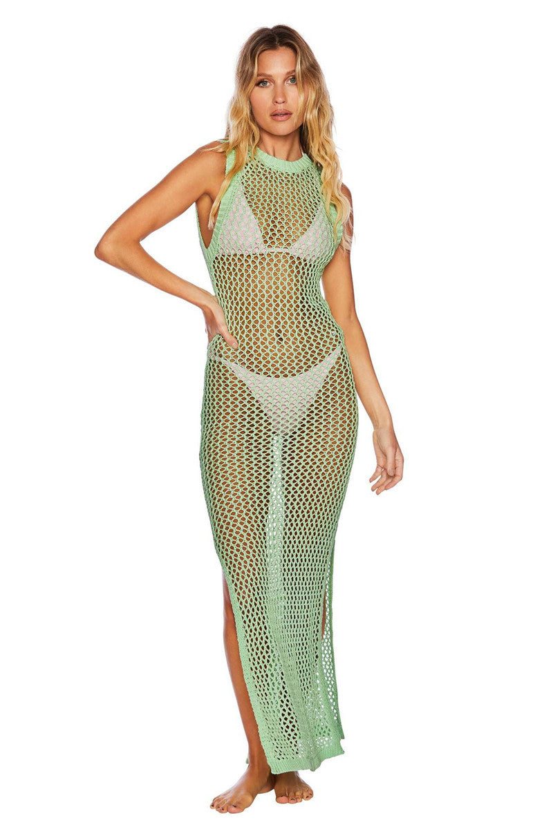Women's mesh beach dress with high side slits Ivyshape