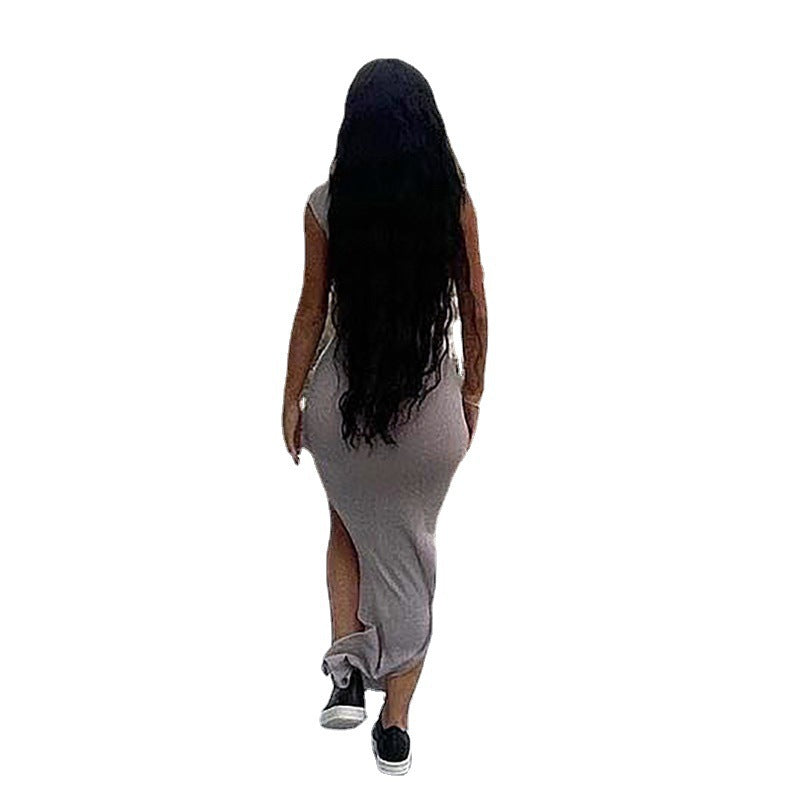 Women asymmetrical slit maxi dress Ivyshape