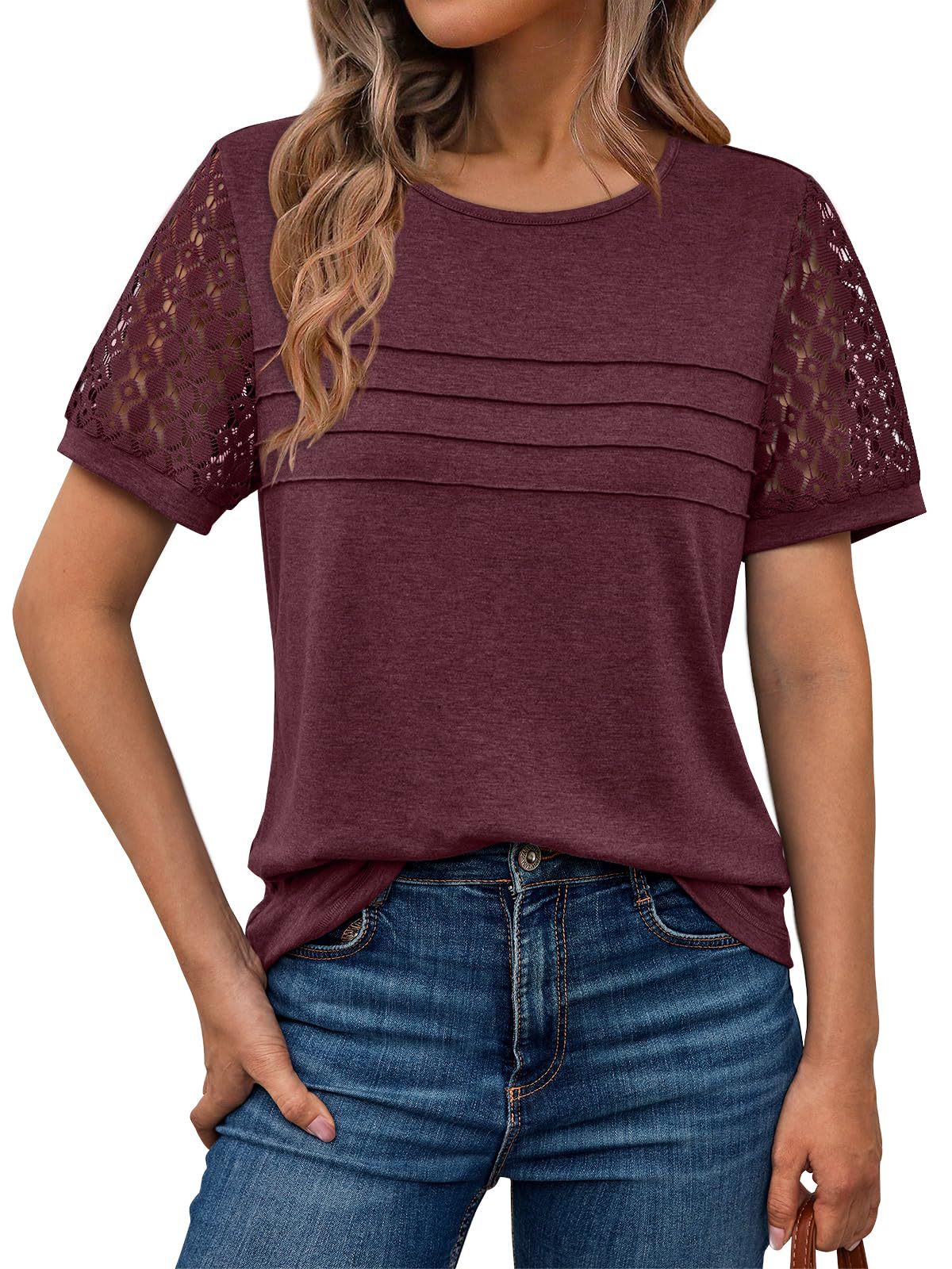 Ladies T-shirt with lace and short sleeves Ivyshape
