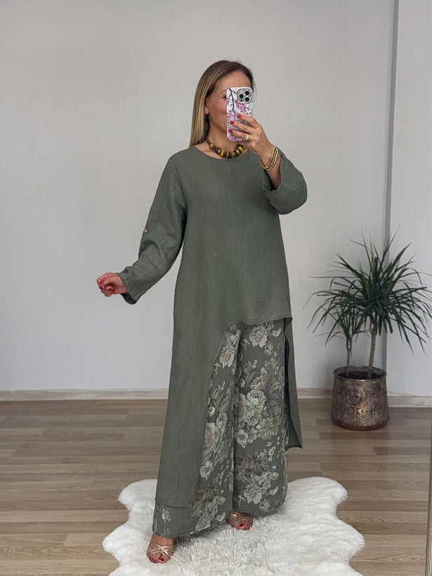Women Relaxed Fit Linen Tunic Top Ivyshape
