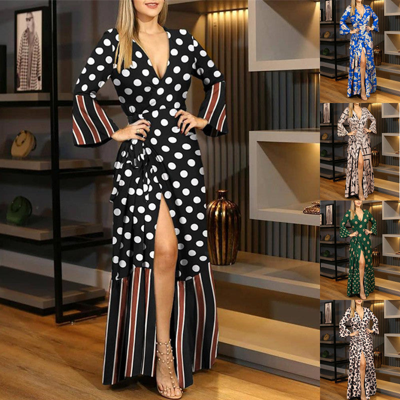 Ladies Long Sleeve Wrap Maxi Dress Ivyshape