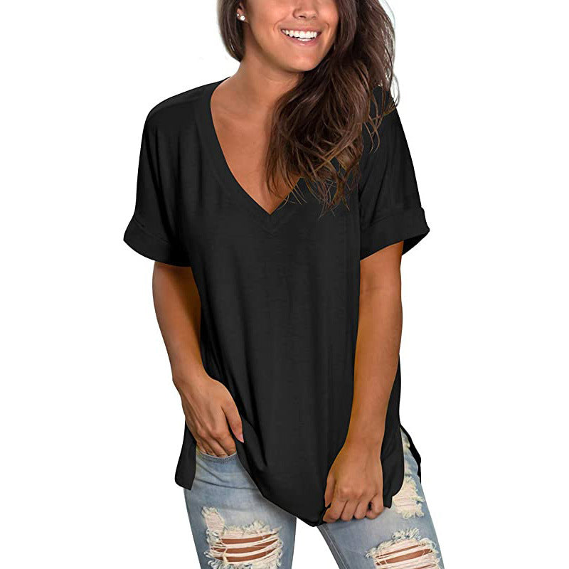 Ladies Casual V-Neck T-Shirt Ivyshape