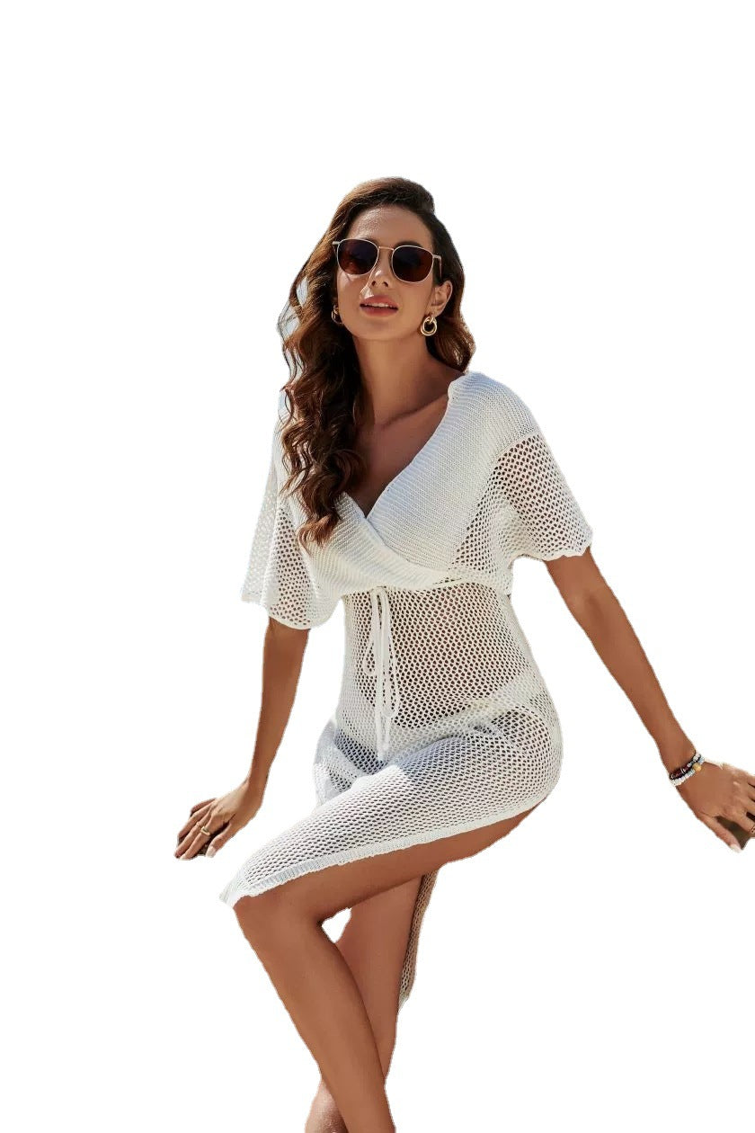 Ladies airy beach cover-up with fine mesh design Ivyshape