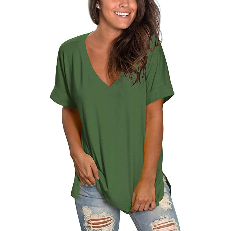 Ladies Casual V-Neck T-Shirt Ivyshape