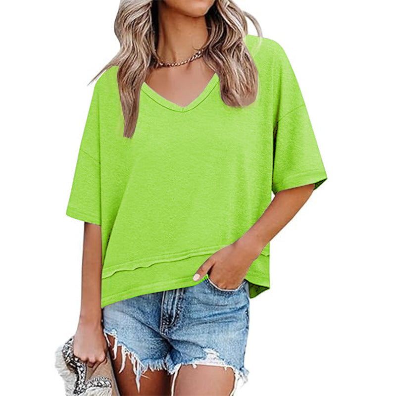 Women's Casual V-Neck Oversized T-Shirt Ivyshape
