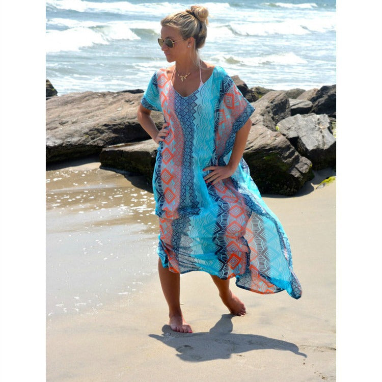 Women Beach Kaftan with Artistic Geometric Design Ivyshape