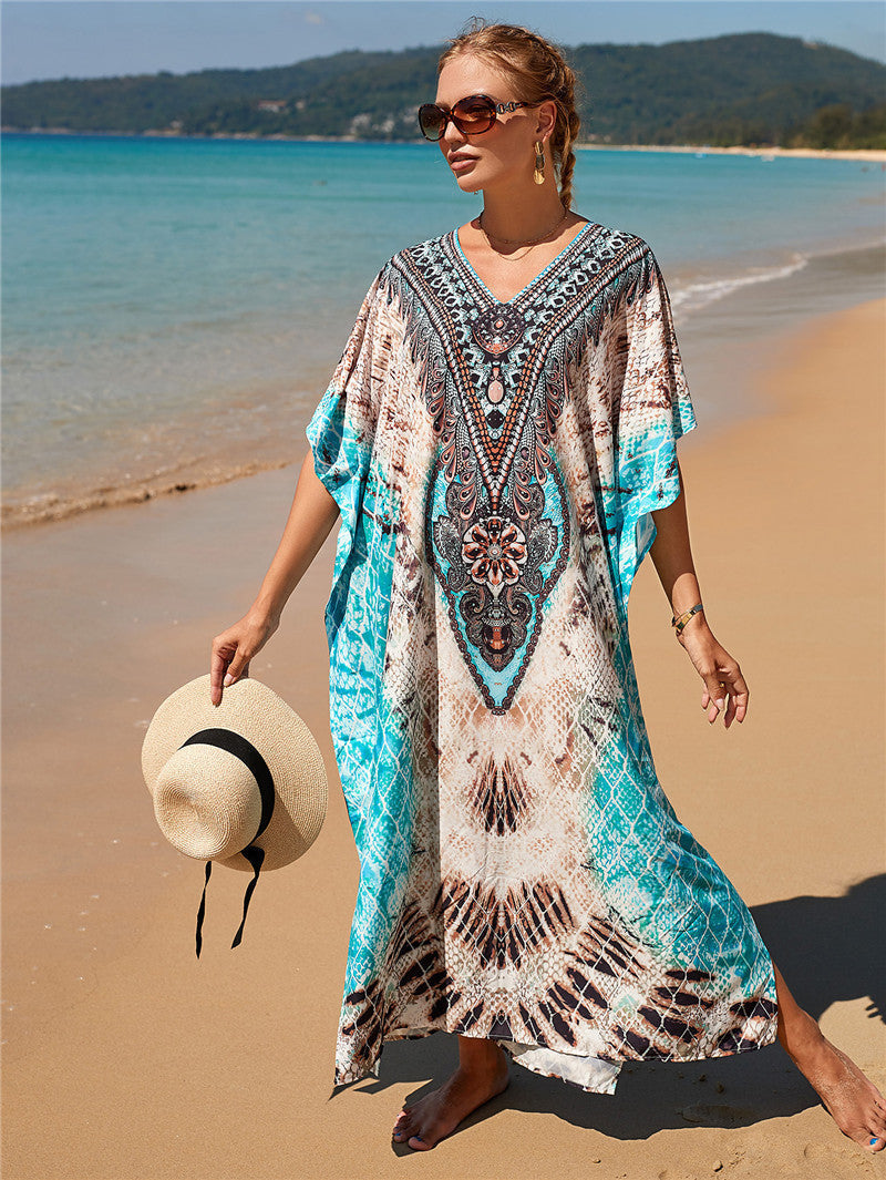 Women’s Beach Kaftan with Artistic Pattern Mix Ivyshape