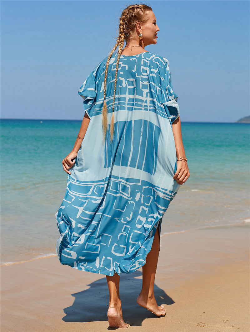 Women's lightweight beach tunic with modern graphic design Ivyshape