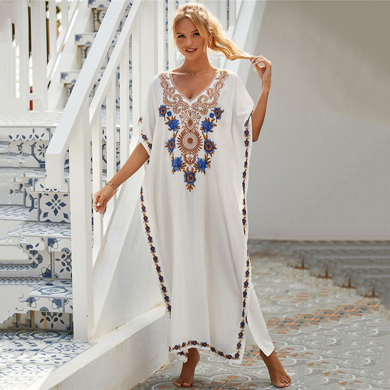Ladies elegant kaftan with intricate floral embroidery Ivyshape