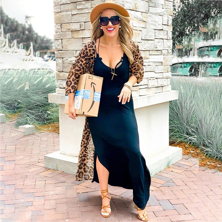 Women's beach cover-up with animal print design and casual cut Ivyshape