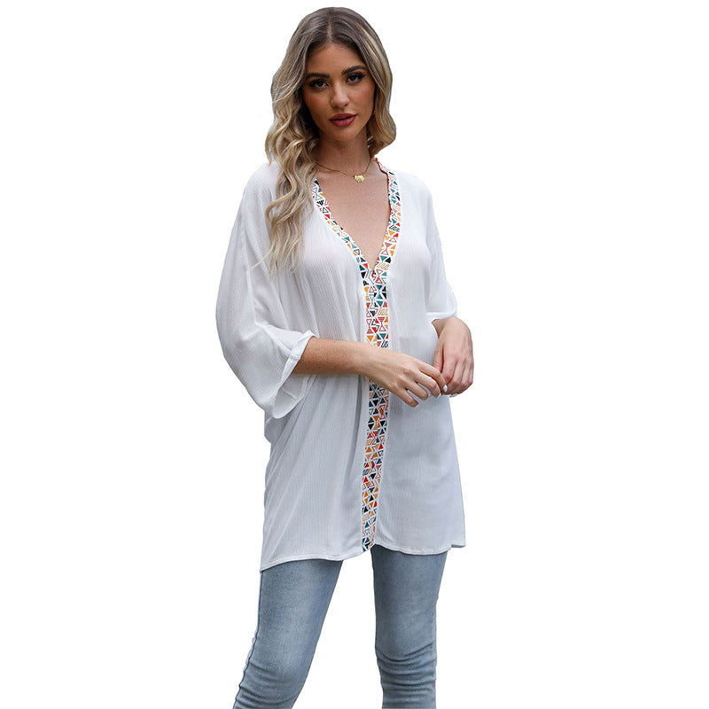 Ladies airy tunic with colorful print Ivyshape