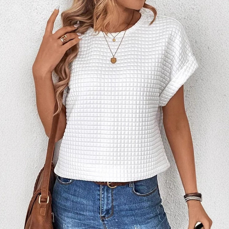 Women's fashionable short-sleeve top in modern textured design Ivyshape