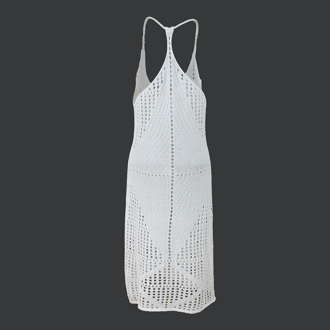 Ladies Crochet Beach Dress with Intricate Hole Pattern Ivyshape