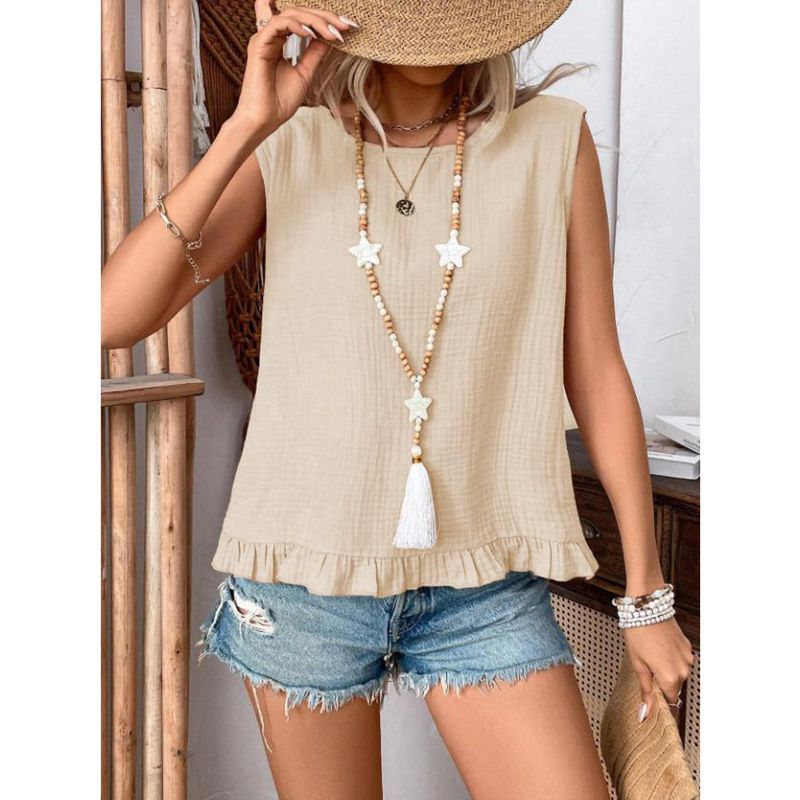 Ladies airy top with fringed hem Ivyshape