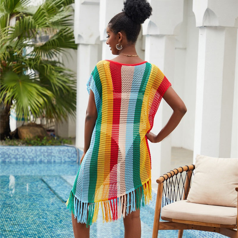 Women's crochet beach dress with fringed details Ivyshape