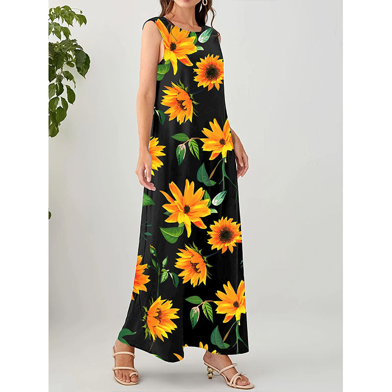 Women's maxi dress with floral pattern Ivyshape