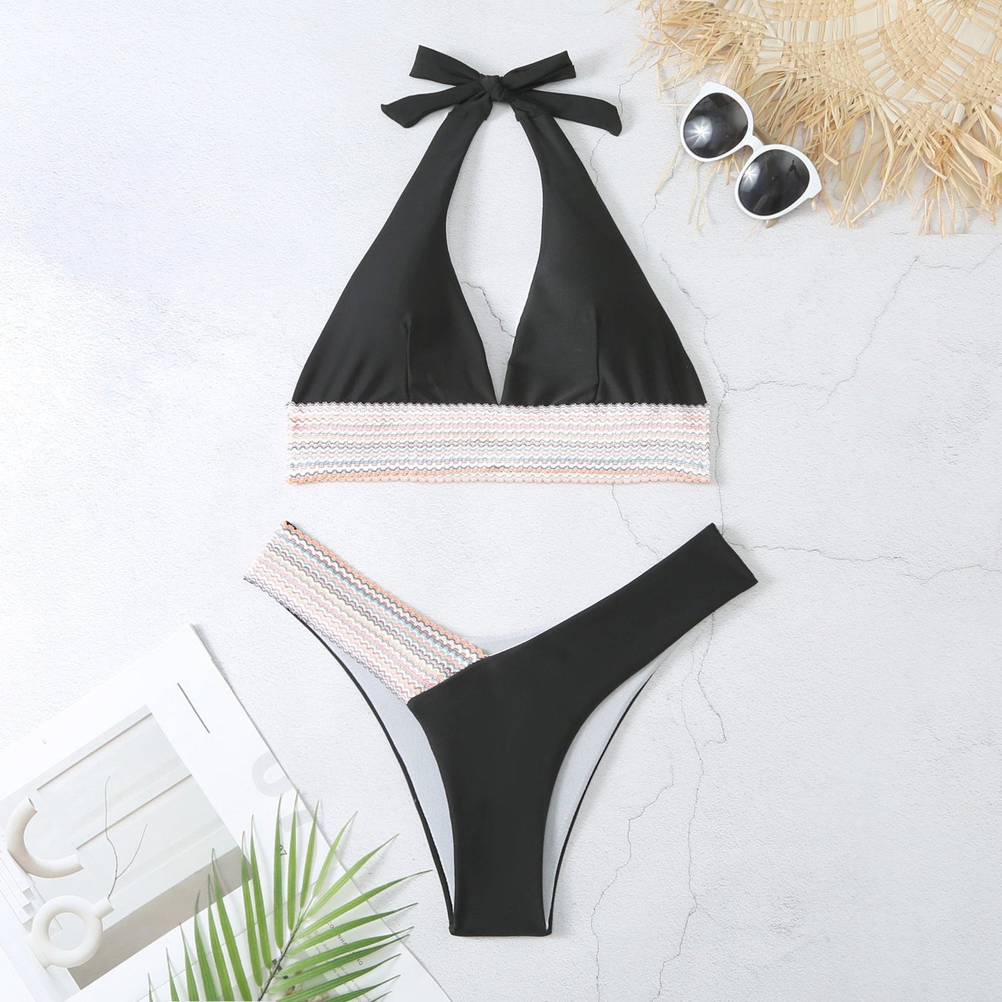 Women Triangle Bikini with adjustable halter neck design and side cut-outs Ivyshape