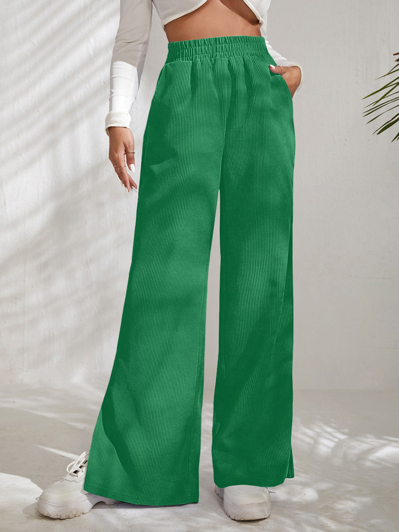Women's Ribbed Width Leg Pants Ivyshape