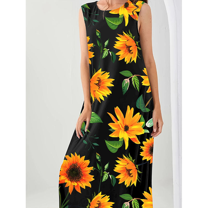 Women's maxi dress with floral pattern Ivyshape