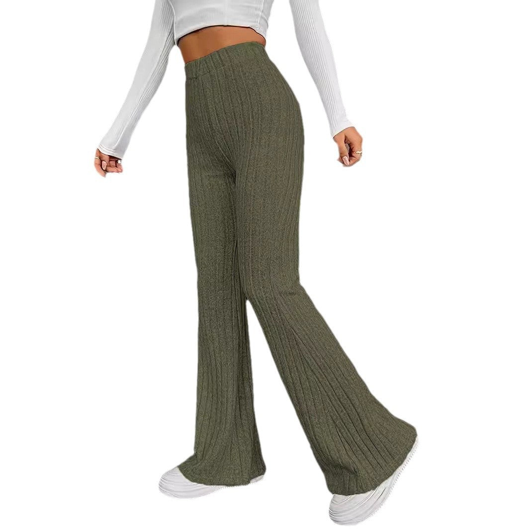 Ladies Flared Rib Knit Pants Ivyshape