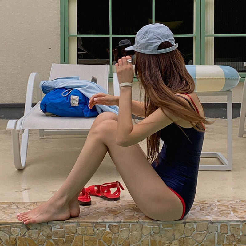 Ladies sporty one-piece swimsuit with comfortable fit and sophisticated contrast details Ivyshape