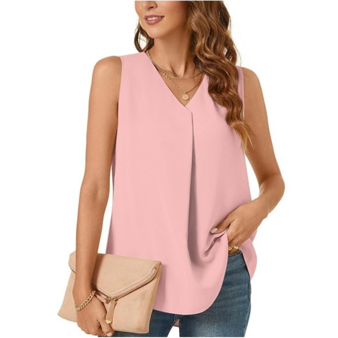Women's Pleated Chiffon Blouse Ivyshape