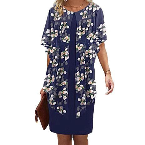 Women's beach dress with floral overlay Ivyshape