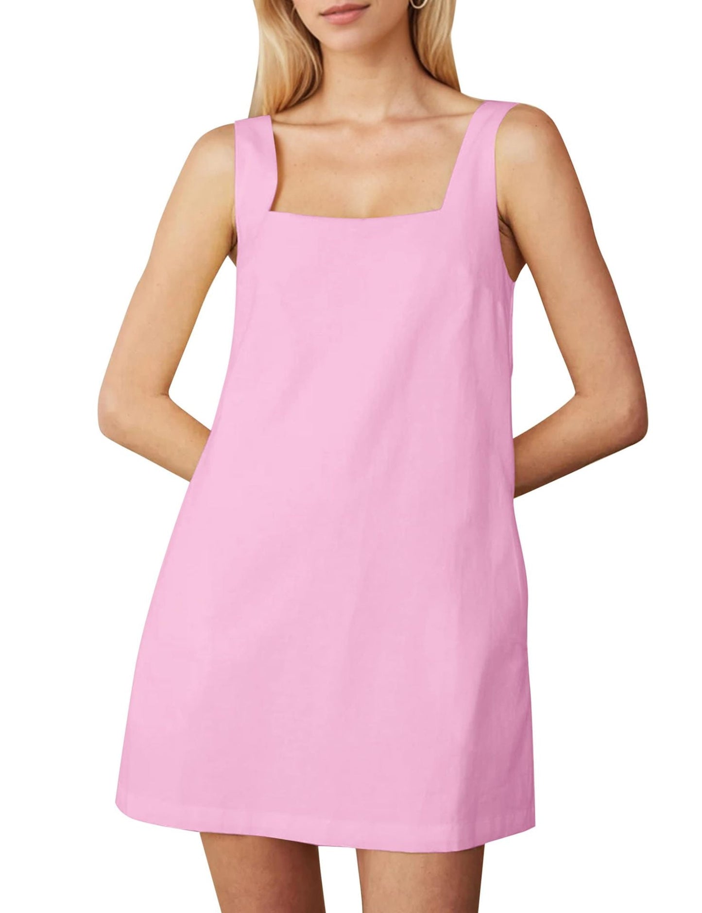 Women's A-Line Square Neck Mini Dress Ivyshape