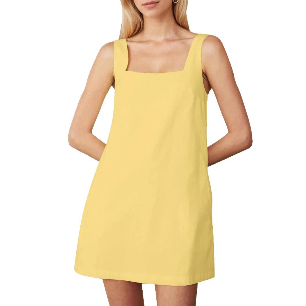 Women's A-Line Square Neck Mini Dress Ivyshape