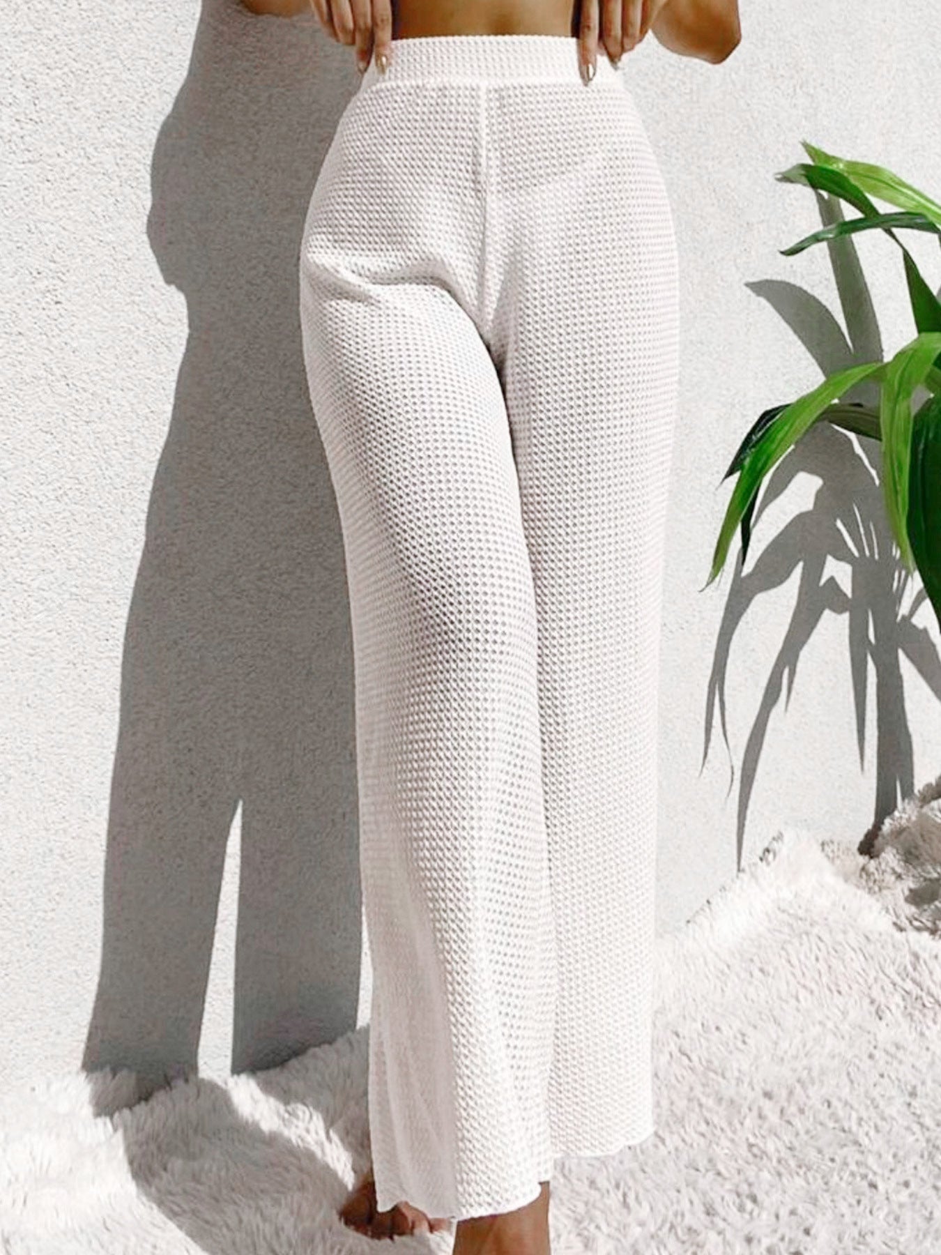Women's Loose Stretch Overall Pants with Elegant Texture Ivyshape
