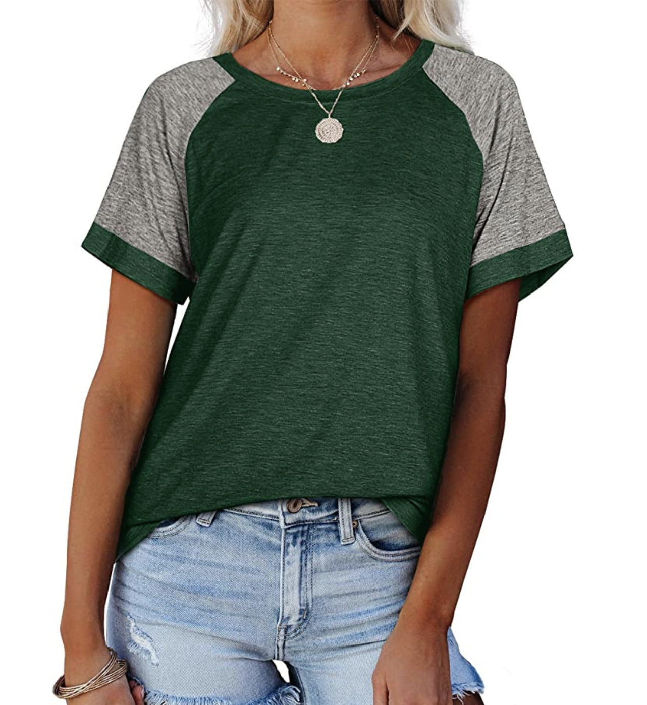 Women's Sporty Casual T-Shirt with Fashionable Raglan Sleeves Ivyshape