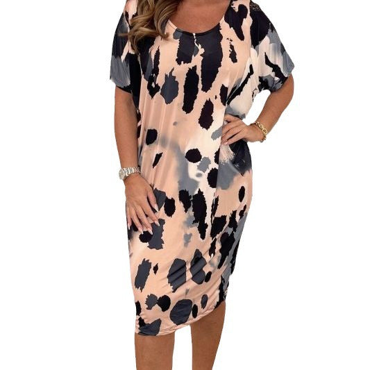 Ladies Elegant and Airy Midi Dress with Unique Animal Print Ivyshape