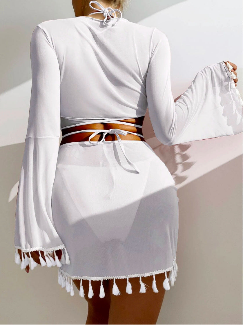 Women’s bikini set with open-edged top and ruffle details Ivyshape