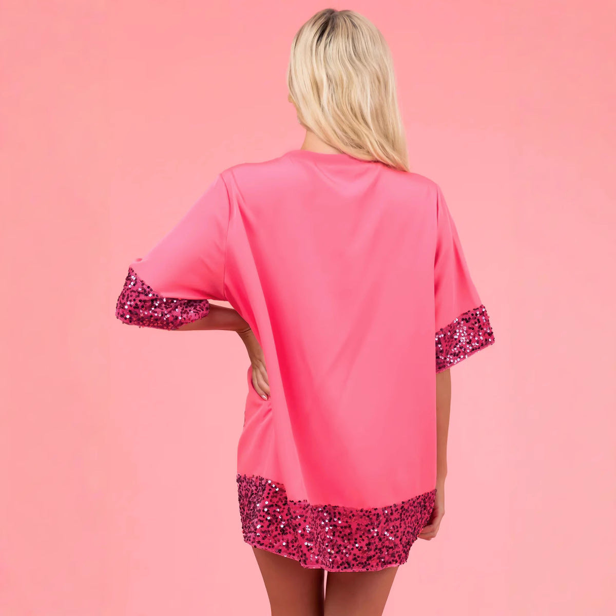Women's tunic dress with sequin embellishment and heart pattern Ivyshape