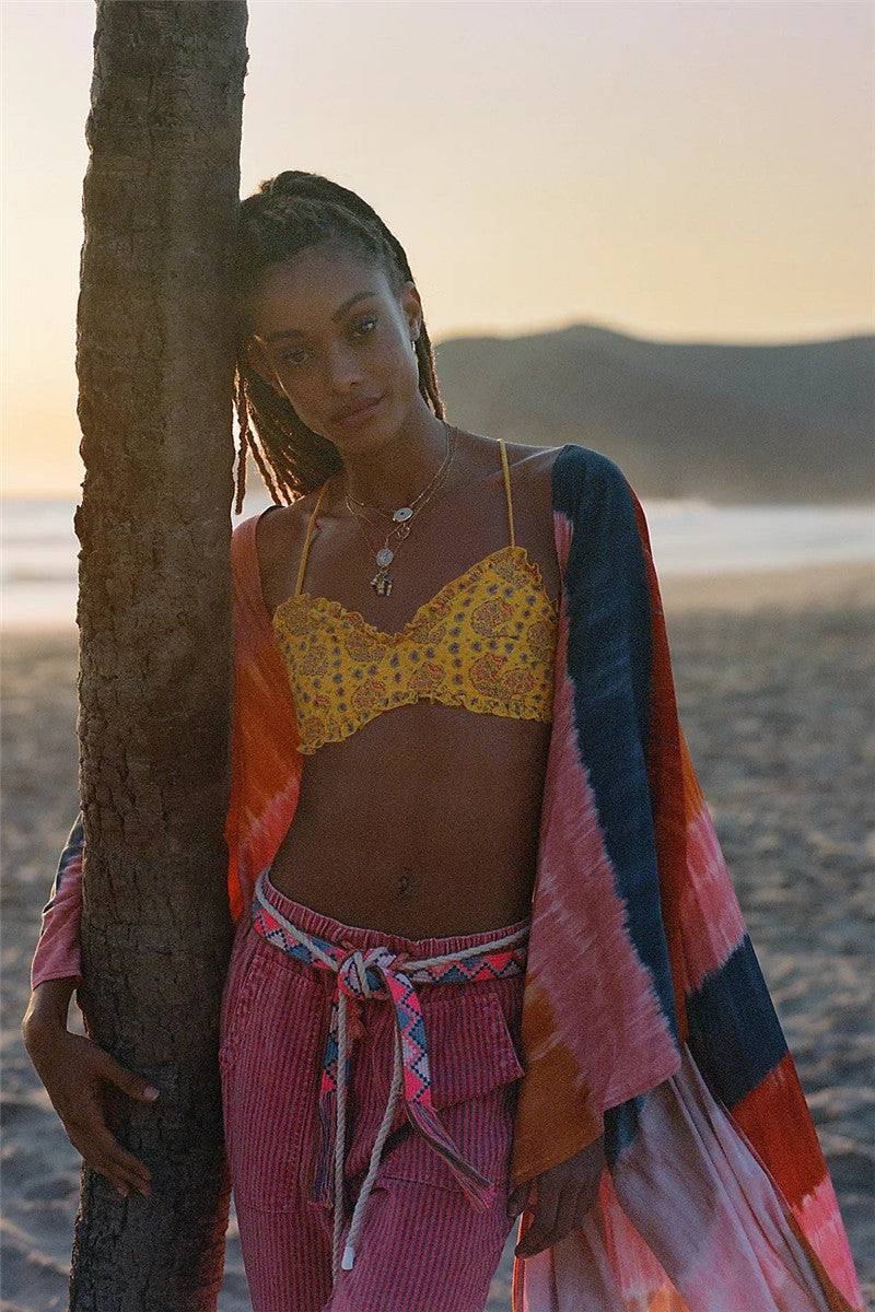 Women's Casual Beach Kimono with Artistic Batik Design Ivyshape