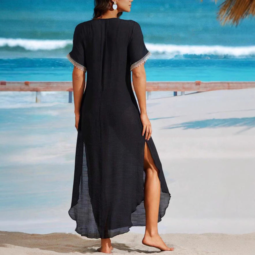 Women’s beach dress with elegant crochet decoration Ivyshape