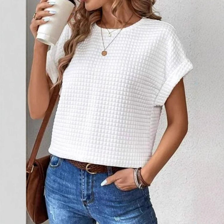 Women's fashionable short-sleeve top in modern textured design Ivyshape