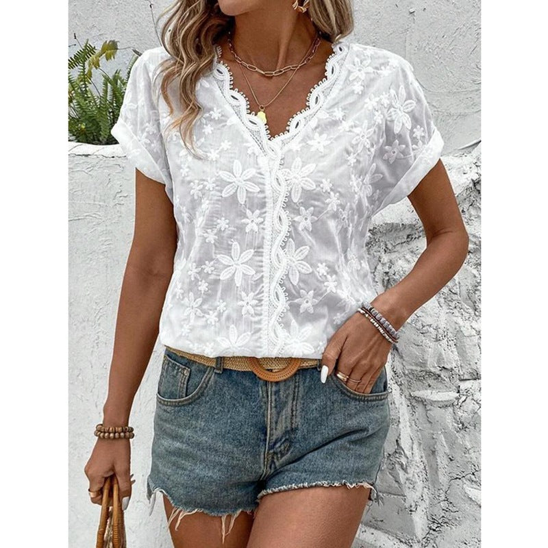 Women's blouse with floral embroidery design Ivyshape