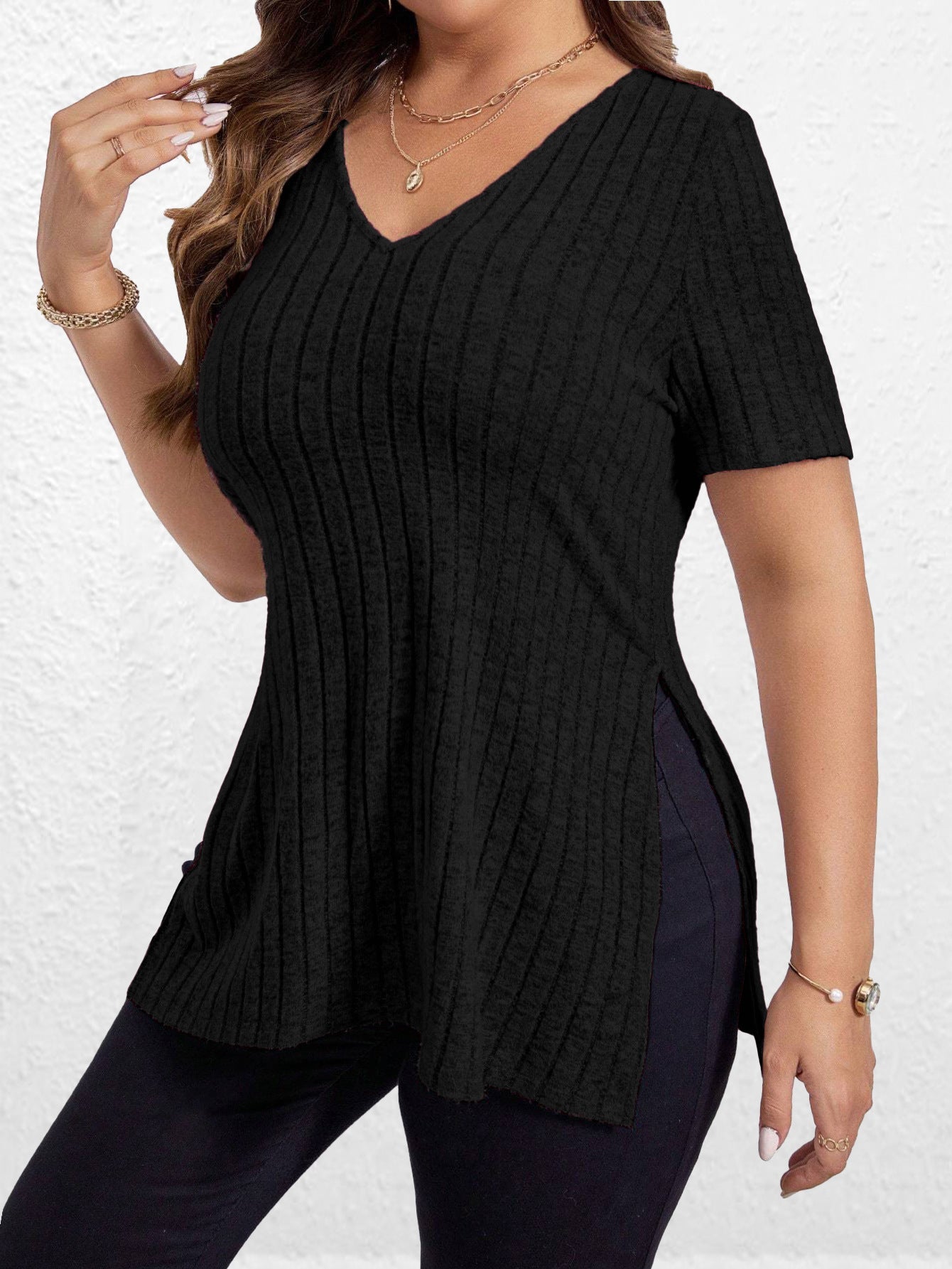 Ladies Structured V-Neck Tunic Top Ivyshape