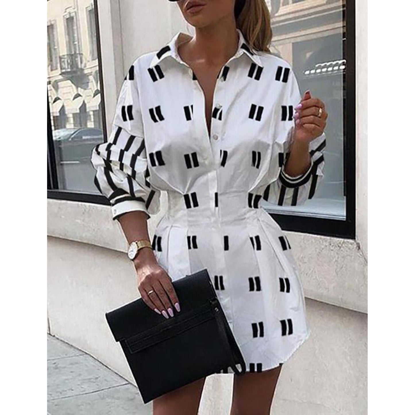 Women's Shirt Dress with Statement Print Ivyshape