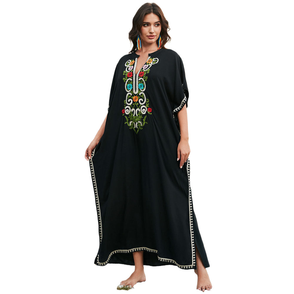 Ladies beach kaftan with elaborate embroidery and elegant accents Ivyshape