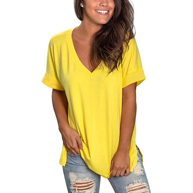 Ladies Casual V-Neck T-Shirt Ivyshape