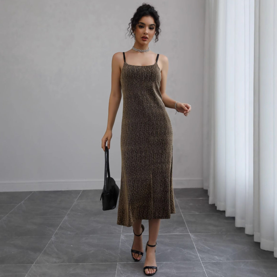 Women's Elegant Knit Midi Dress Ivyshape