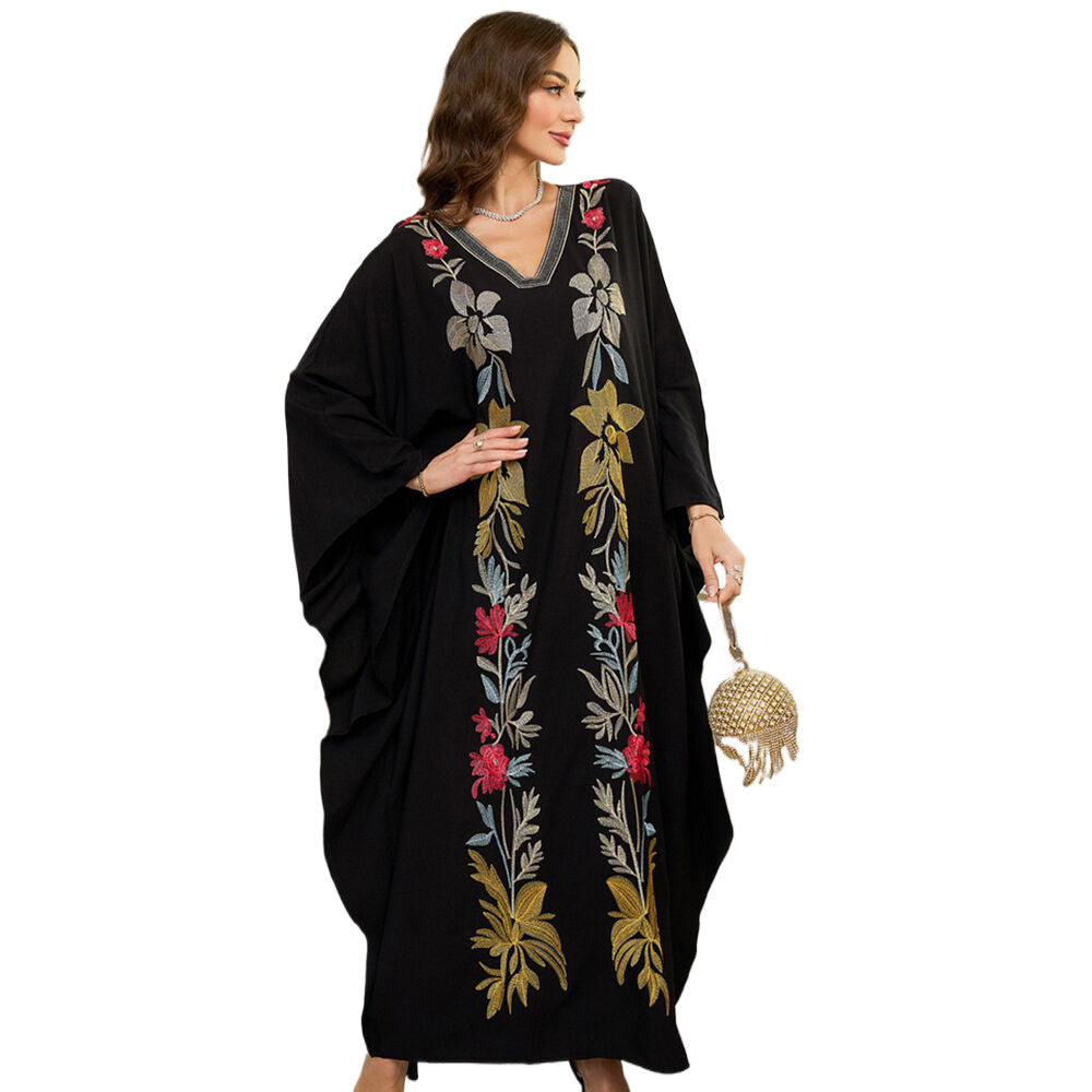 Ladies stylish Kaftan robe with elaborate floral embroidery design Ivyshape