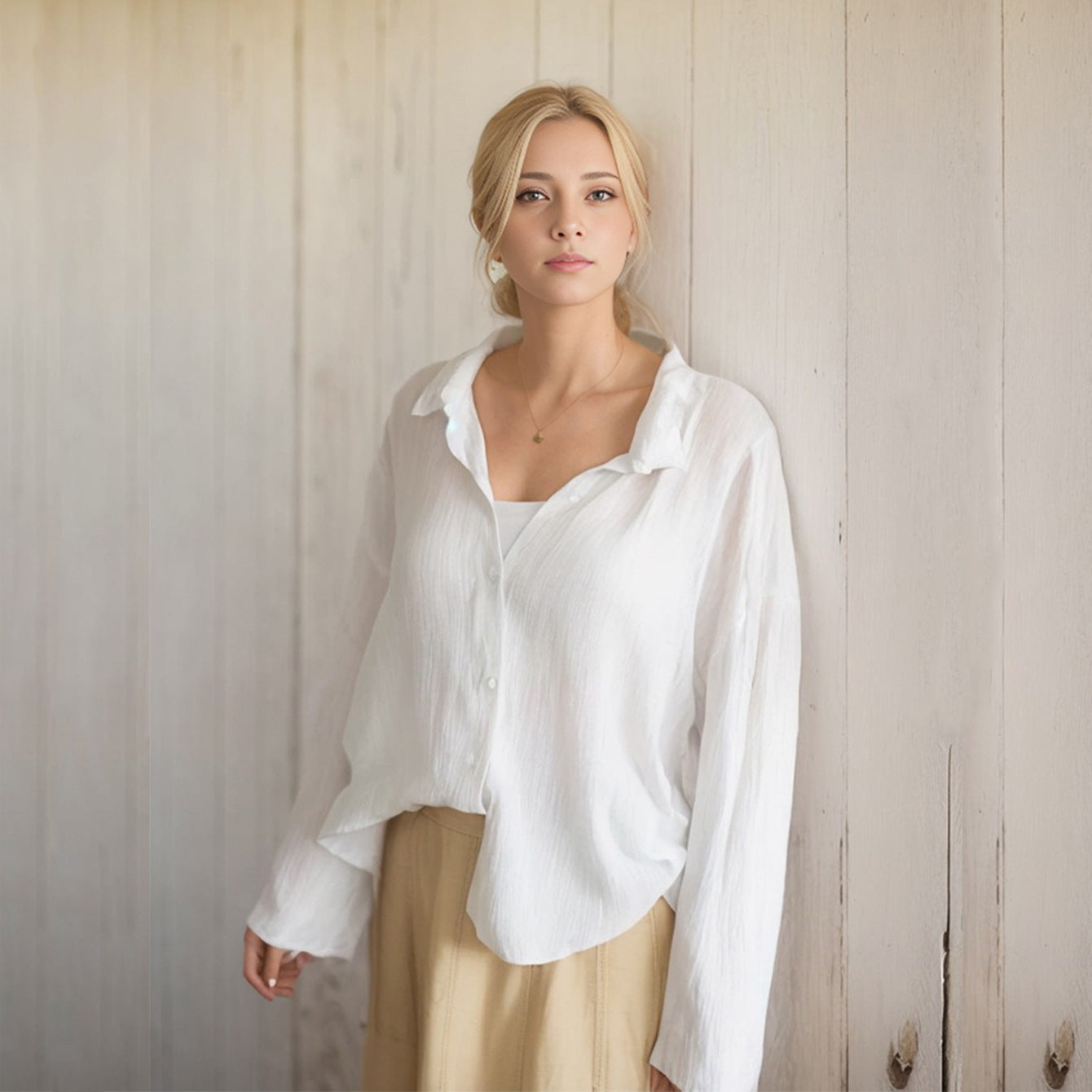Women's casual oversized blouse made of breathable fabric Ivyshape