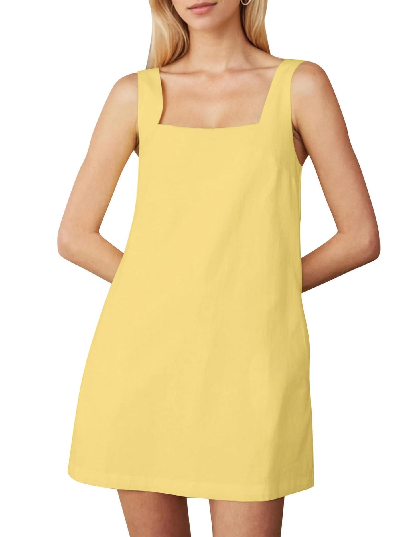 Women's A-Line Square Neck Mini Dress Ivyshape
