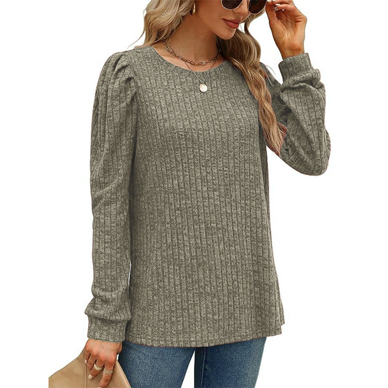 Women Structured Sweater with Puff Sleeves Ivyshape